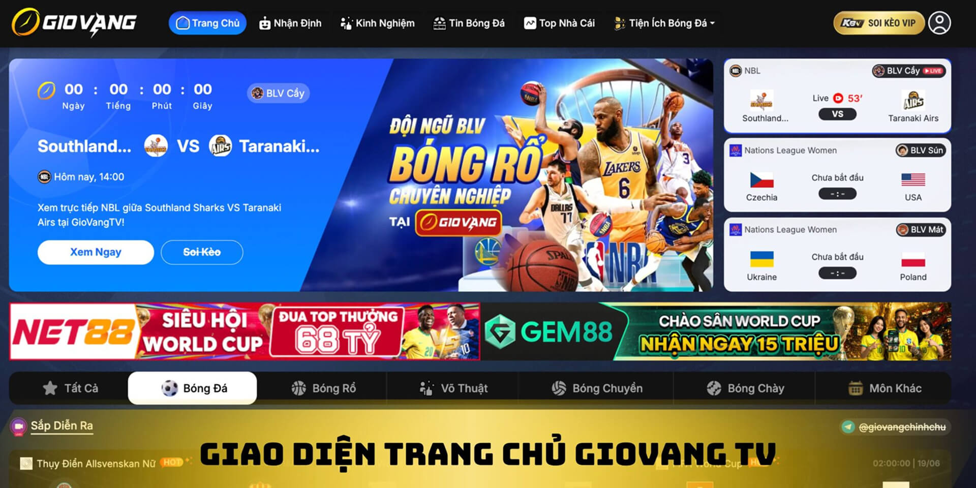 Trang chủ chính thức của giovang tv